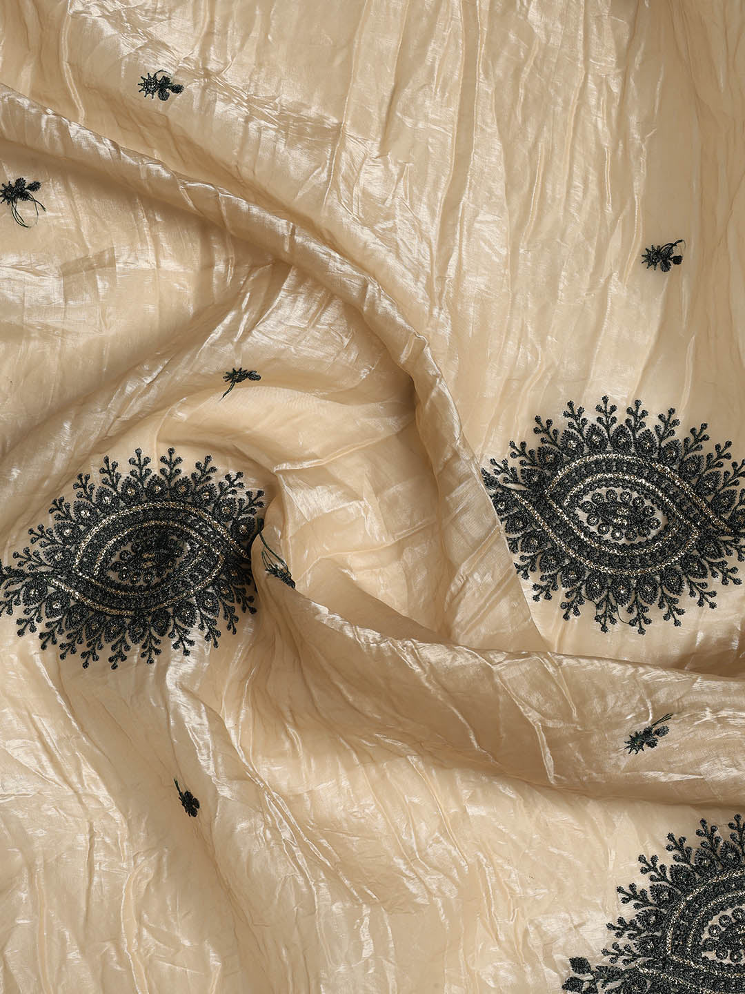 Neck Embroidered Organza Unstitched Suit With Dupatta