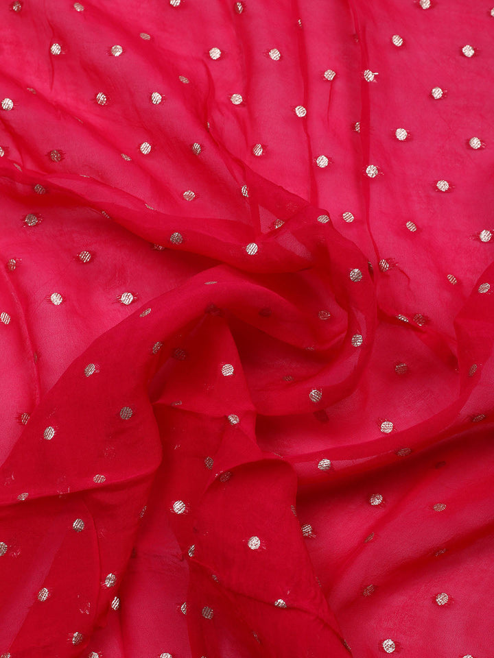 Embroidered Chanderi Unstitched Suit With Pant &amp; Dupatta