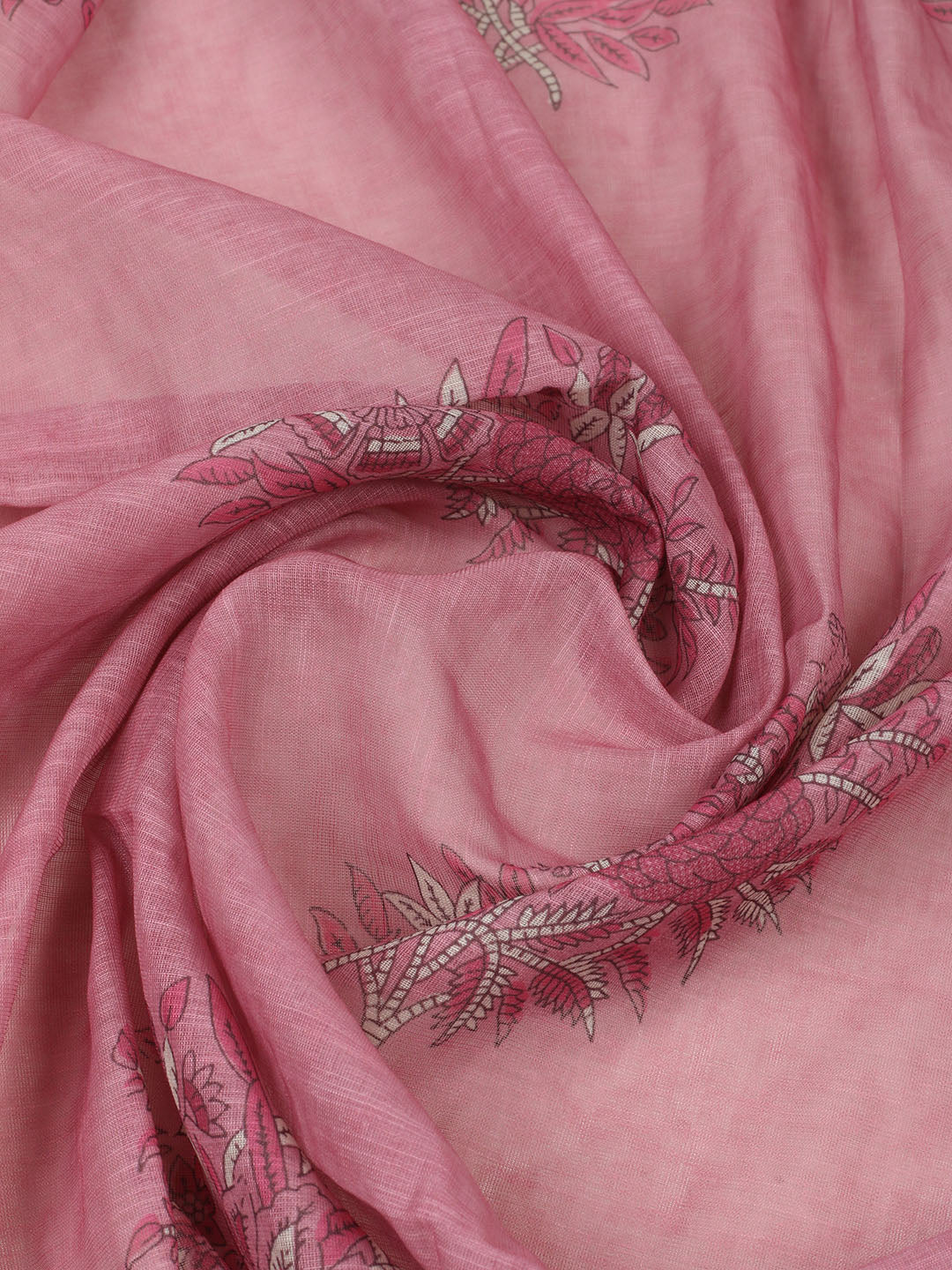Embroidered Chanderi Unstitched Suit With Pant &amp; Dupatta