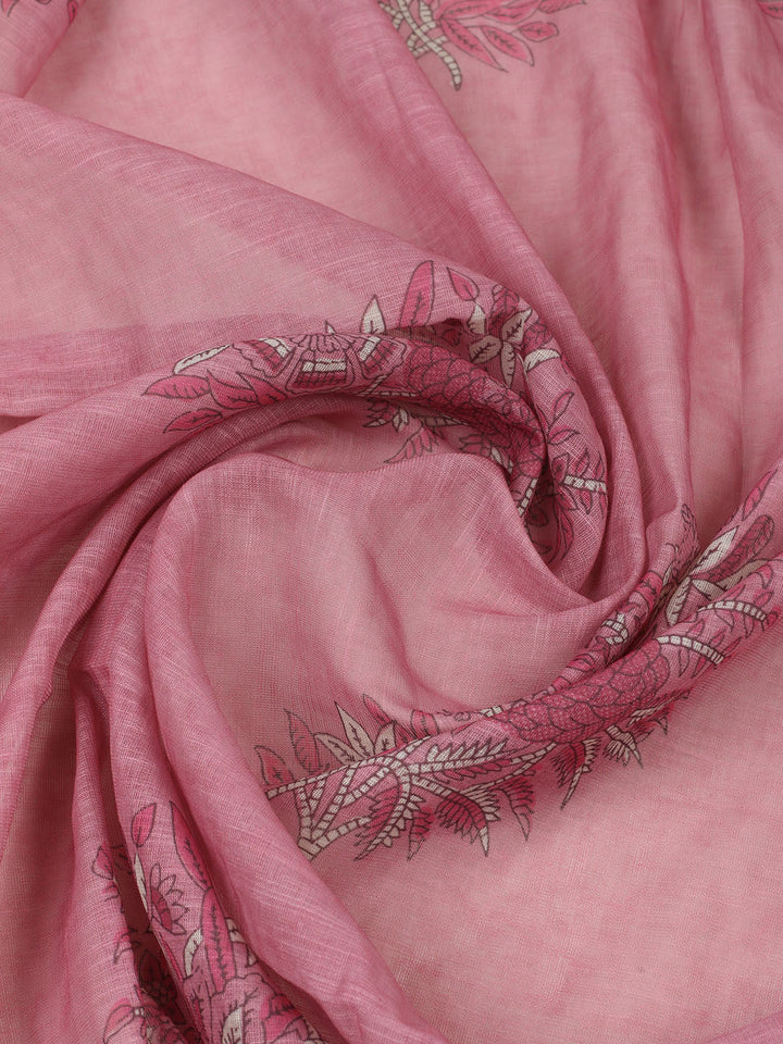 Embroidered Chanderi Unstitched Suit With Pant &amp; Dupatta