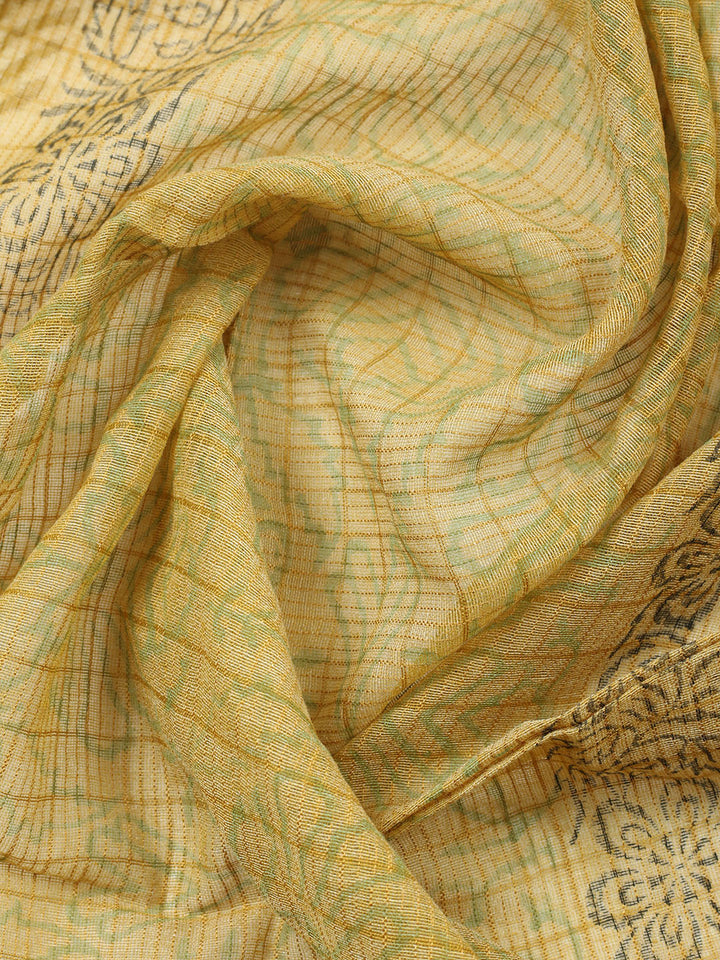 Printed Cotton Blend Unstitched Suit With Pant &amp; Dupatta