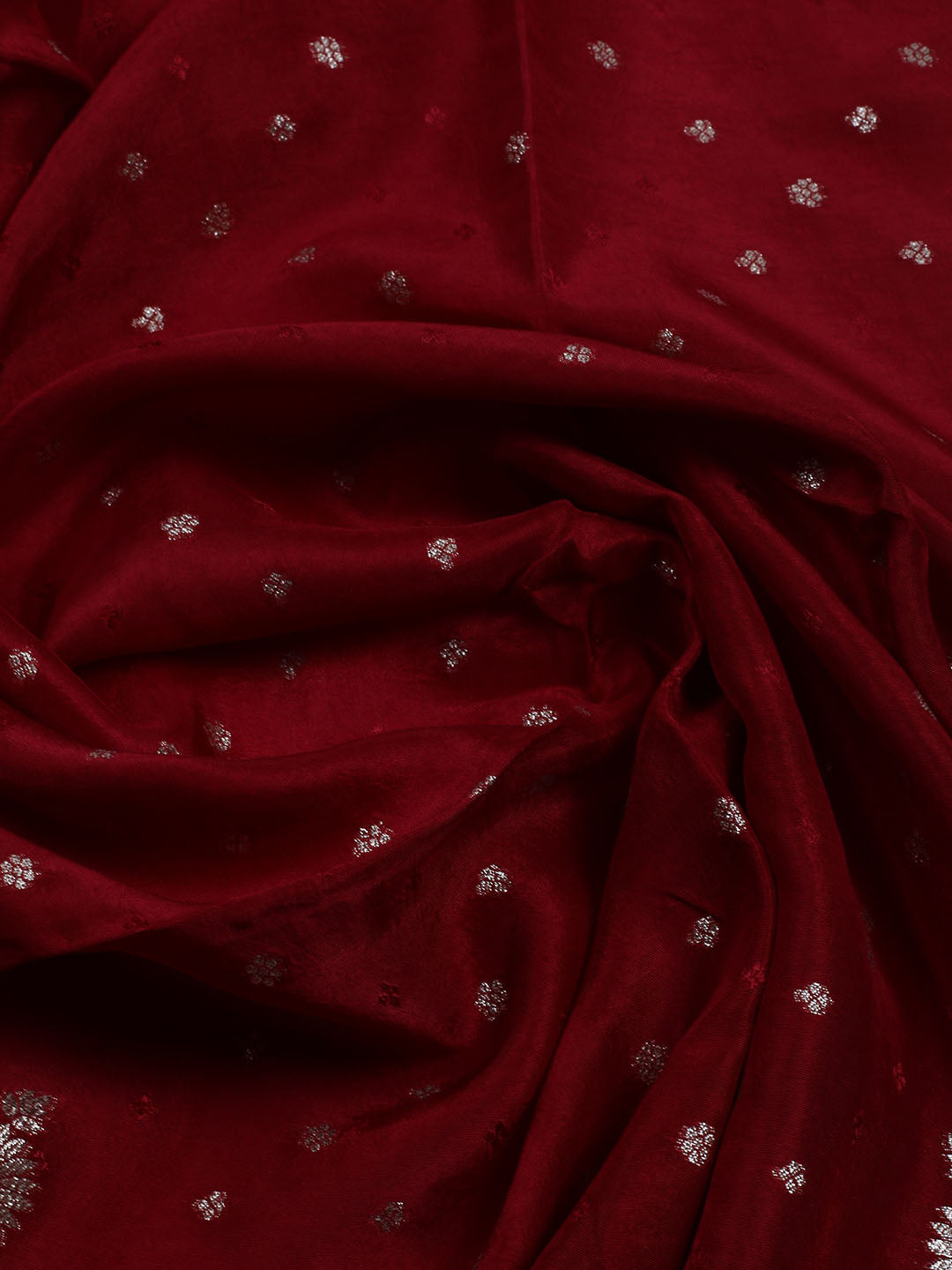 Embroidered Art Silk Unstitched Suit With Dupatta