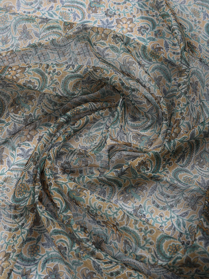 Embroidered Cotton Blend Unstitched Suit With Pant Dupatta