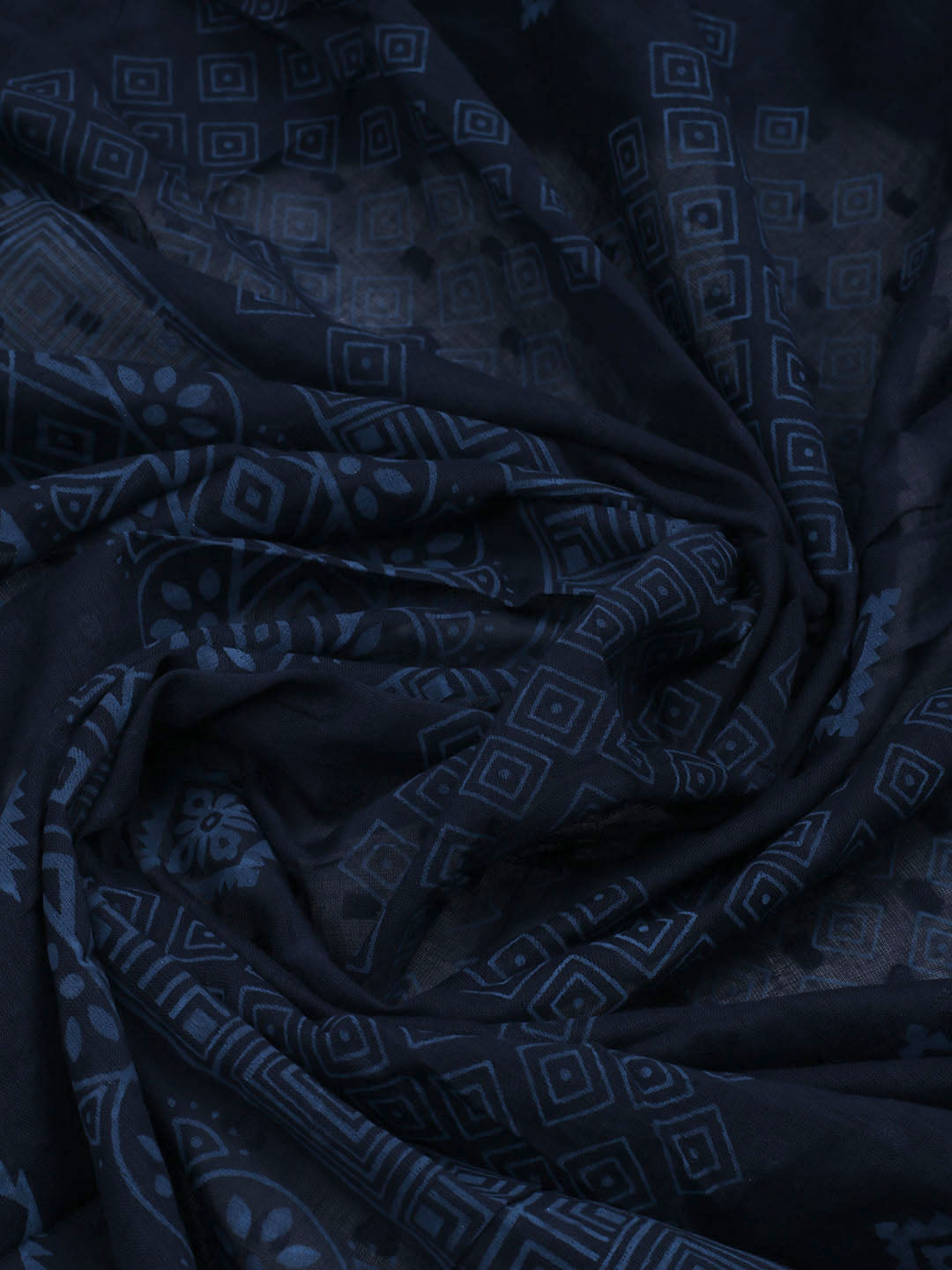 Patch Neck Cotton Blend Unstitched Suit With Dupatta