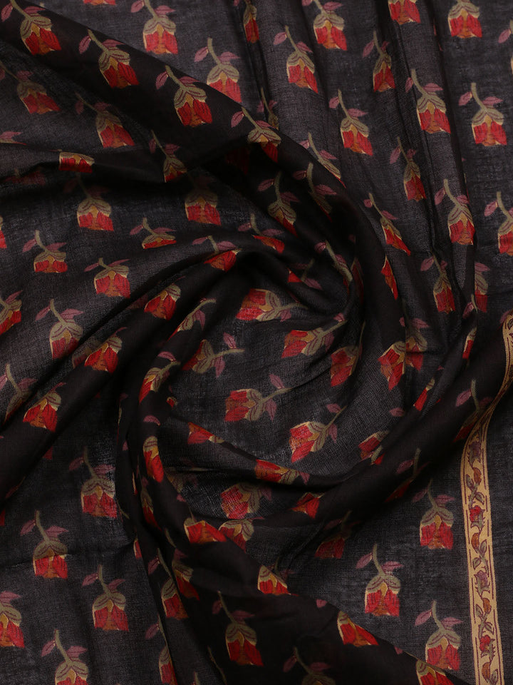 Embroidered Cotton Blend Unstitched Suit With Pant &amp; Dupatta
