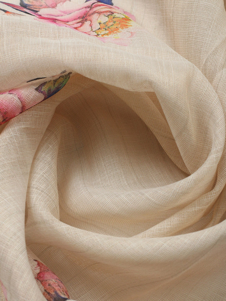 Printed Cotton Blend Unstitched Suit With Pant &amp; Dupatta