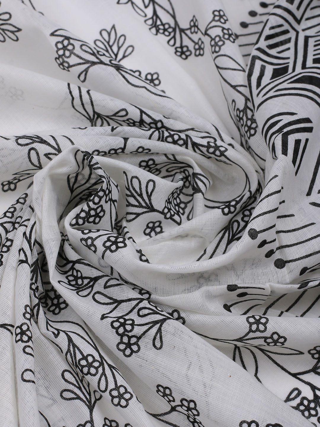 Printed Cotton Blend Unstitched Suit With Dupatta