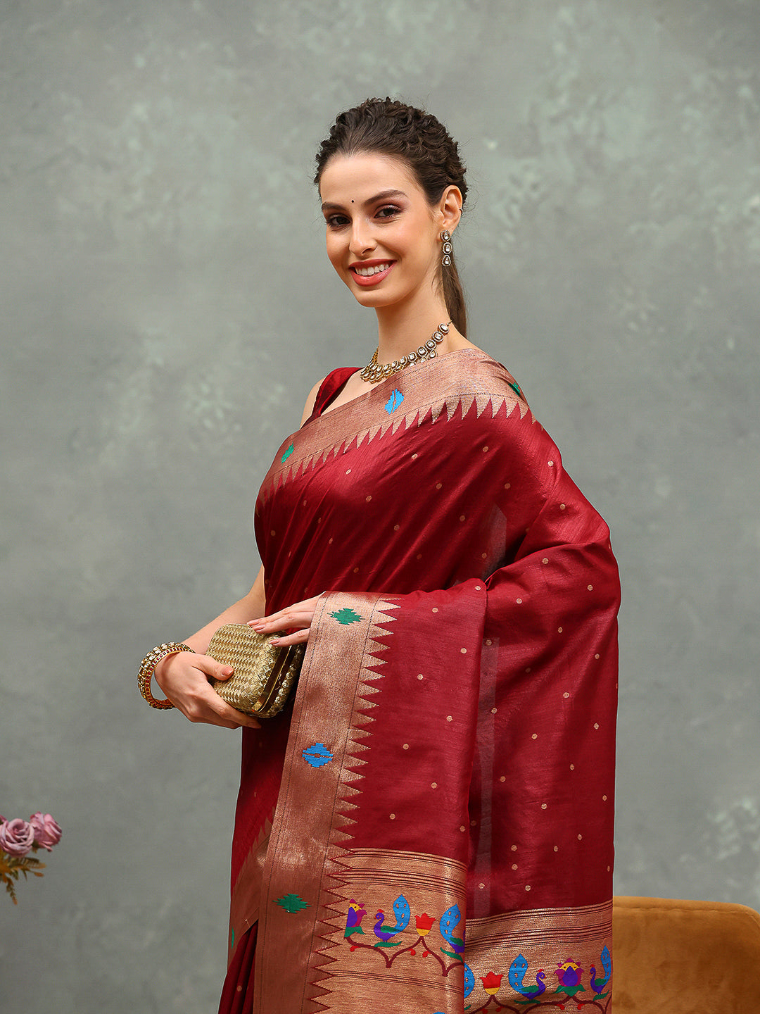Embroidered Tussar Saree