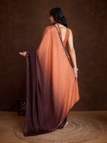 Stone Work Border Chinon Saree