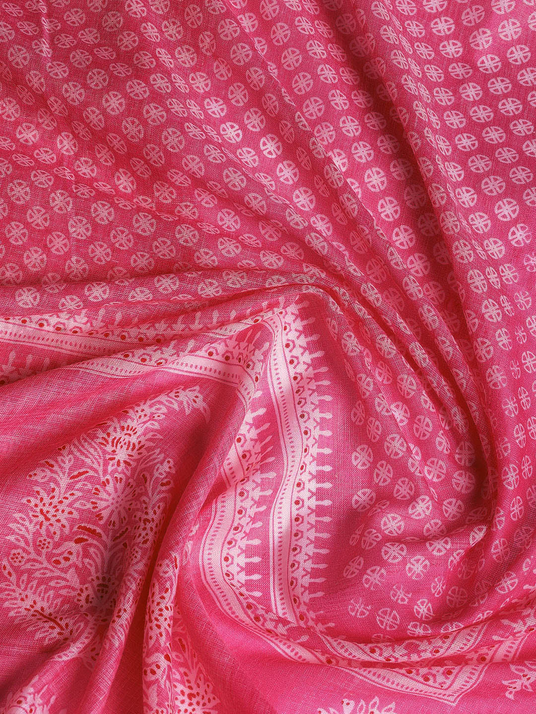 Printed Cotton Blend Unstitched Suit With Dupatta