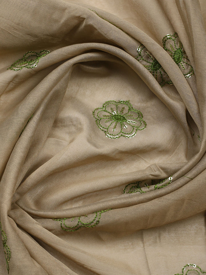 Embroidered Cotton Unstitched Suit With Pant &amp; Dupatta