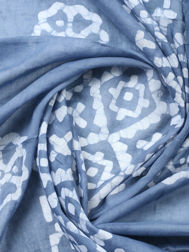 Printed Cotton Blend Unstitched Suit With Pant &amp; Dupatta