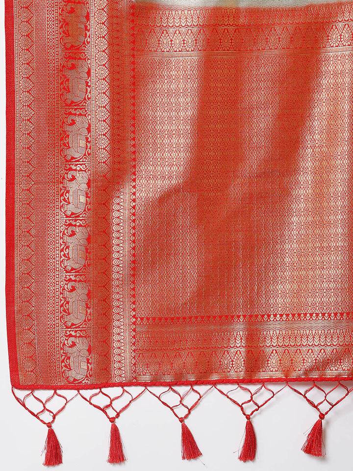Zari Border Booti Handloom Woven Saree