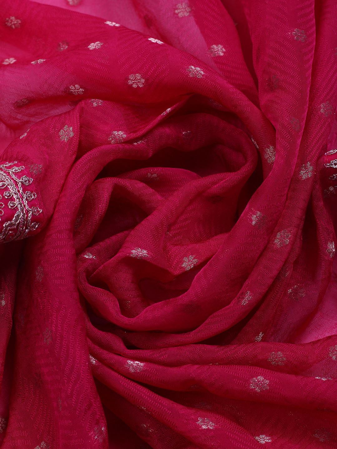 Neck Embroidered Chanderi Unstitched Suit With Dupatta
