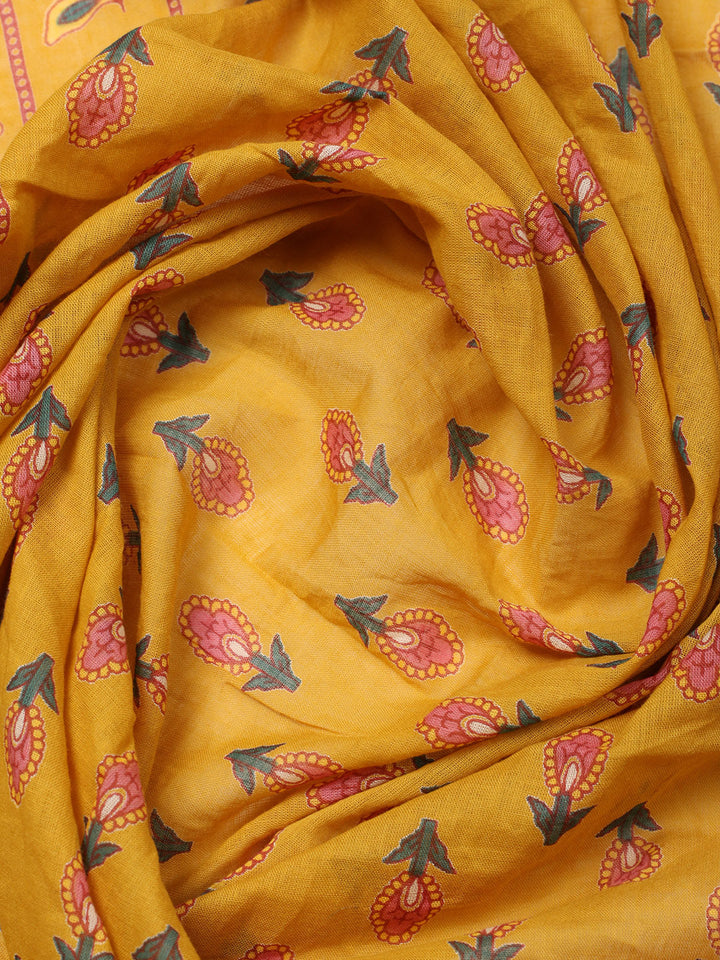 Embroidered Cotton Blend Unstitched Suit With Pant &amp; Dupatta