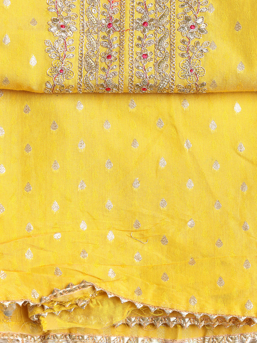 Neck Embroidered Chanderi Unstitched Suit With Dupatta