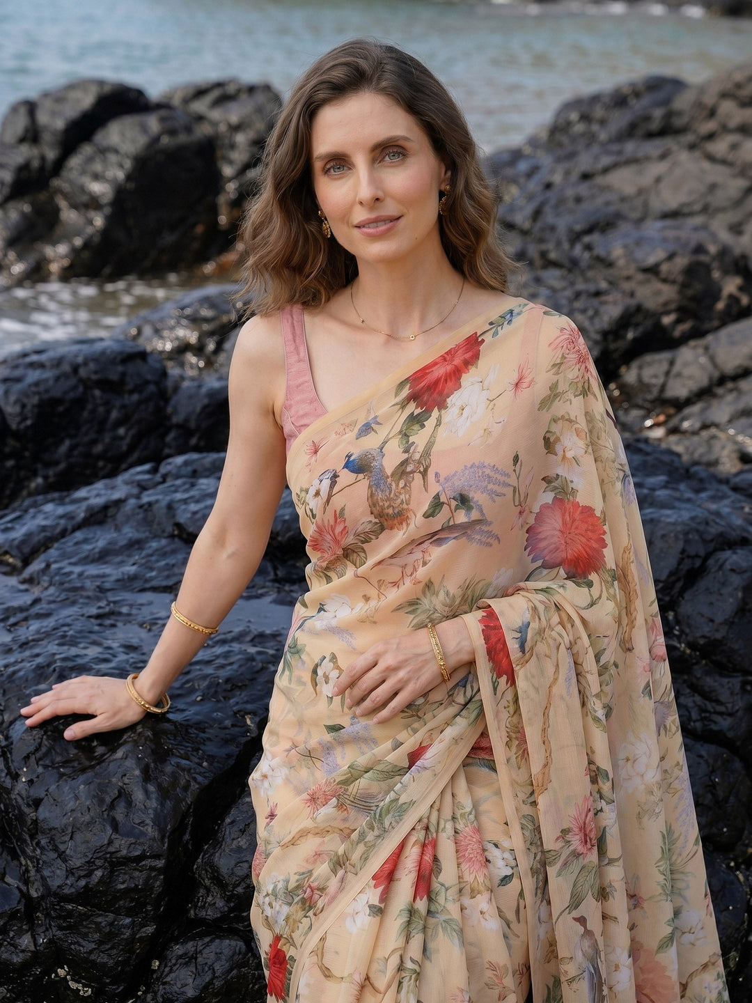 Digital Print Chiffon Saree