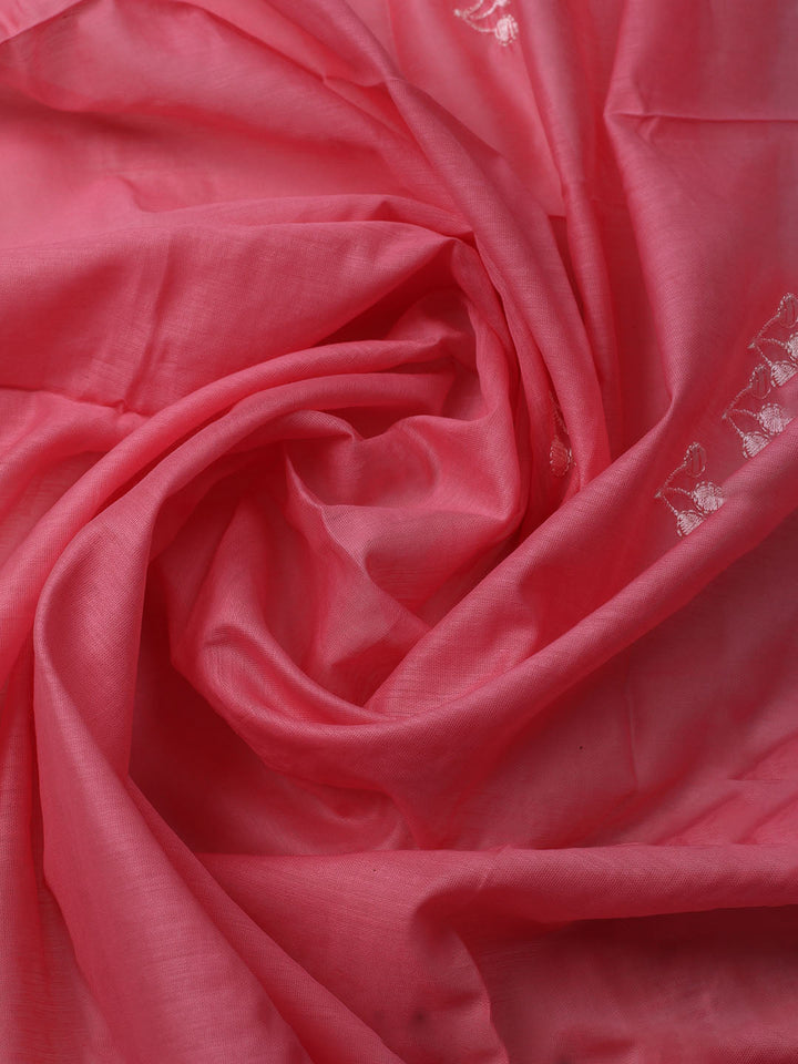 Embroidered Chanderi Unstitched Kurta With Pant &amp; Dupatta