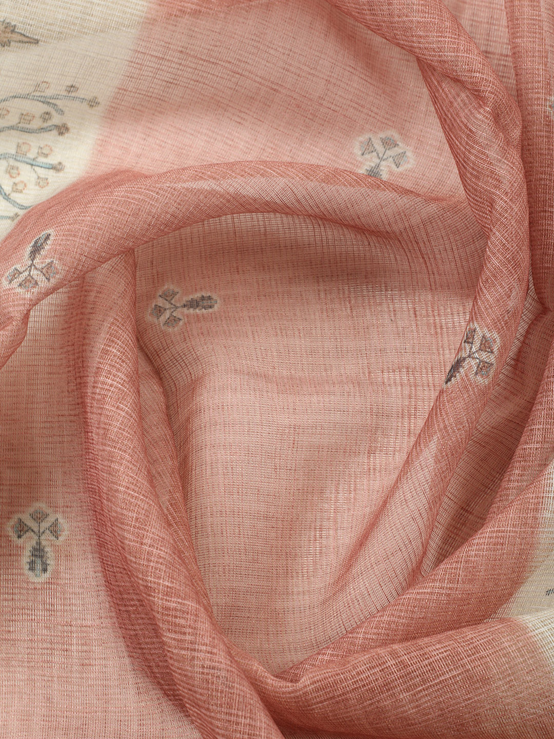 Printed Linen Blend Unstitched Suit With Pant &amp; Dupatta