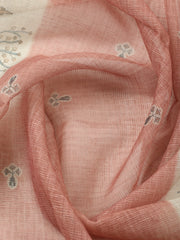 Printed Linen Blend Unstitched Suit With Pant & Dupatta