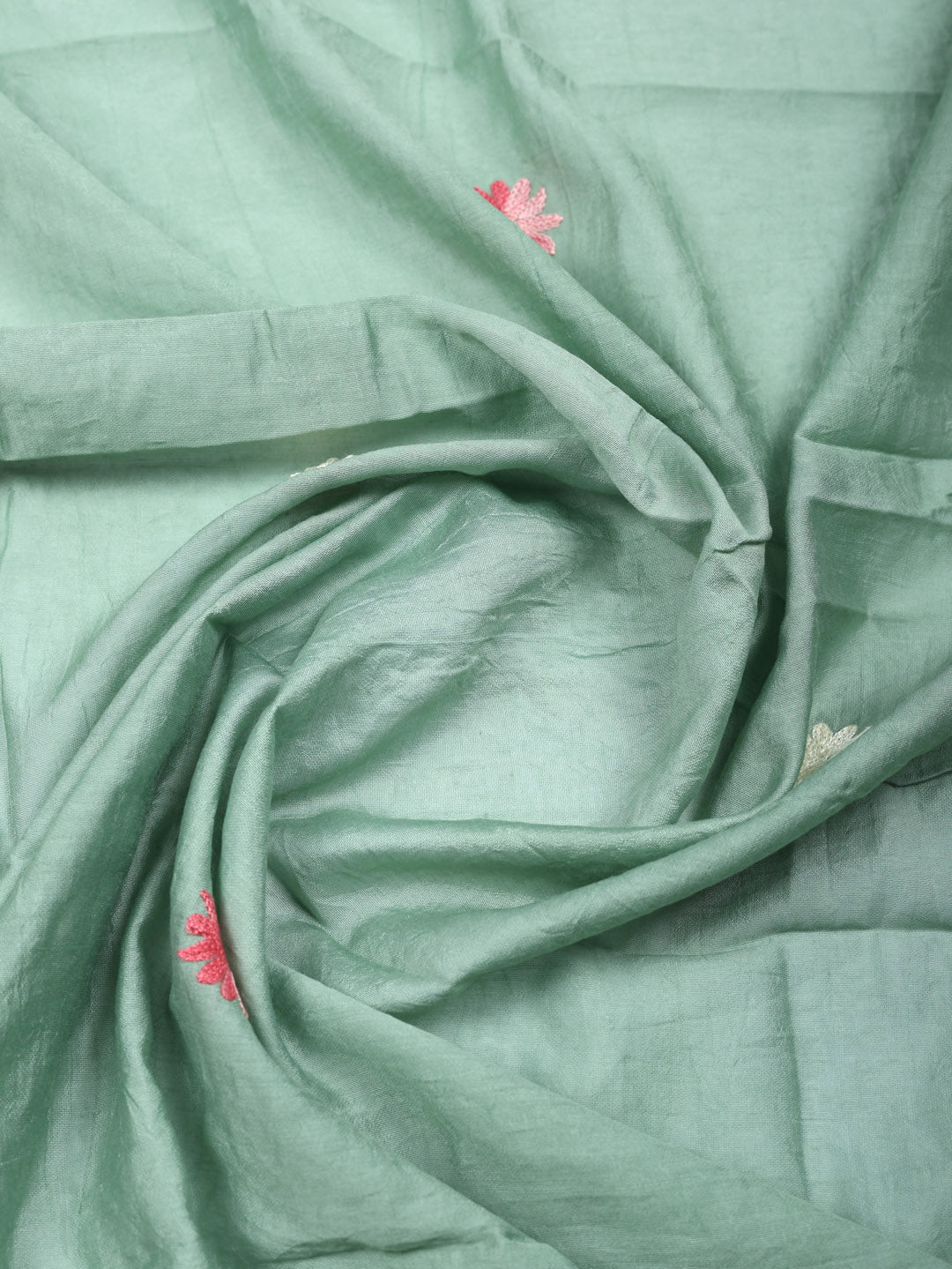 Embroidered Chanderi Unstitched Suit With Pant &amp; Dupatta