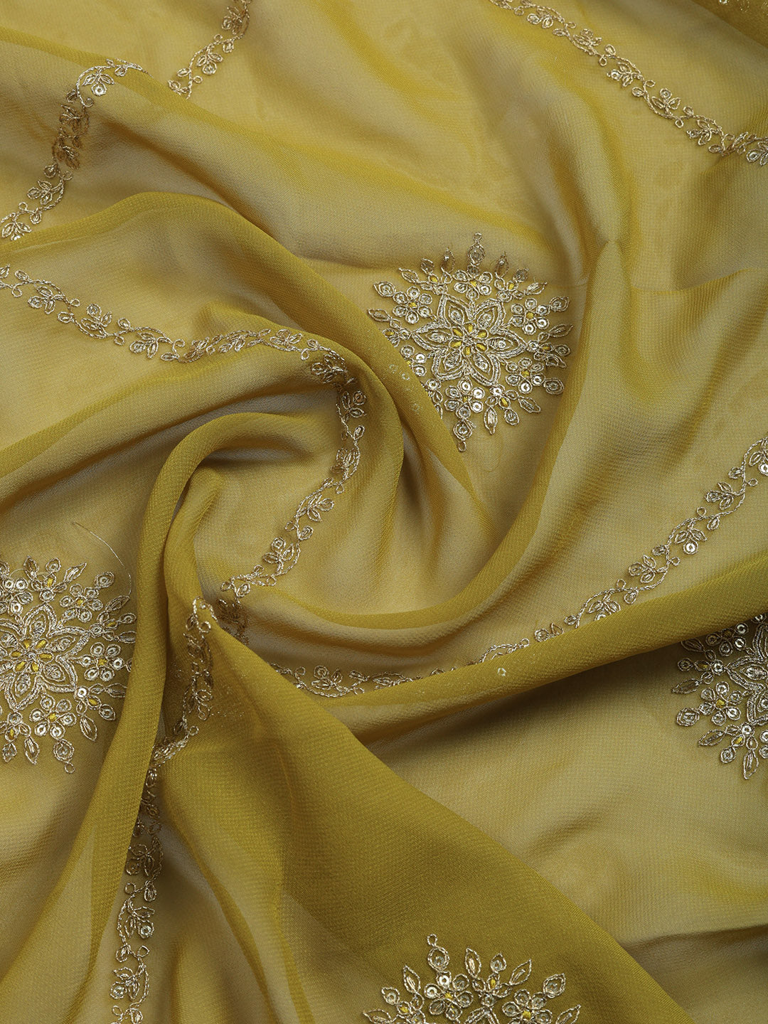 Embroidered Art Silk Unstitched Suit With Pant &amp; Dupatta