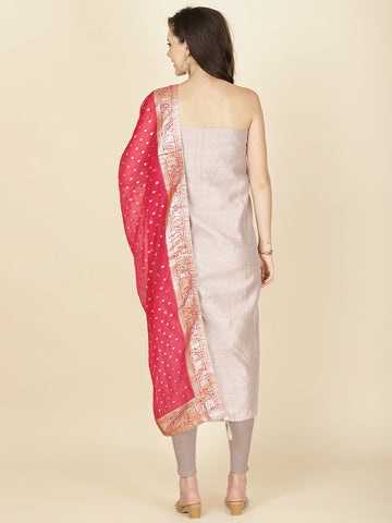 Woven Chanderi Unstitched Suit Piece With Dupatta