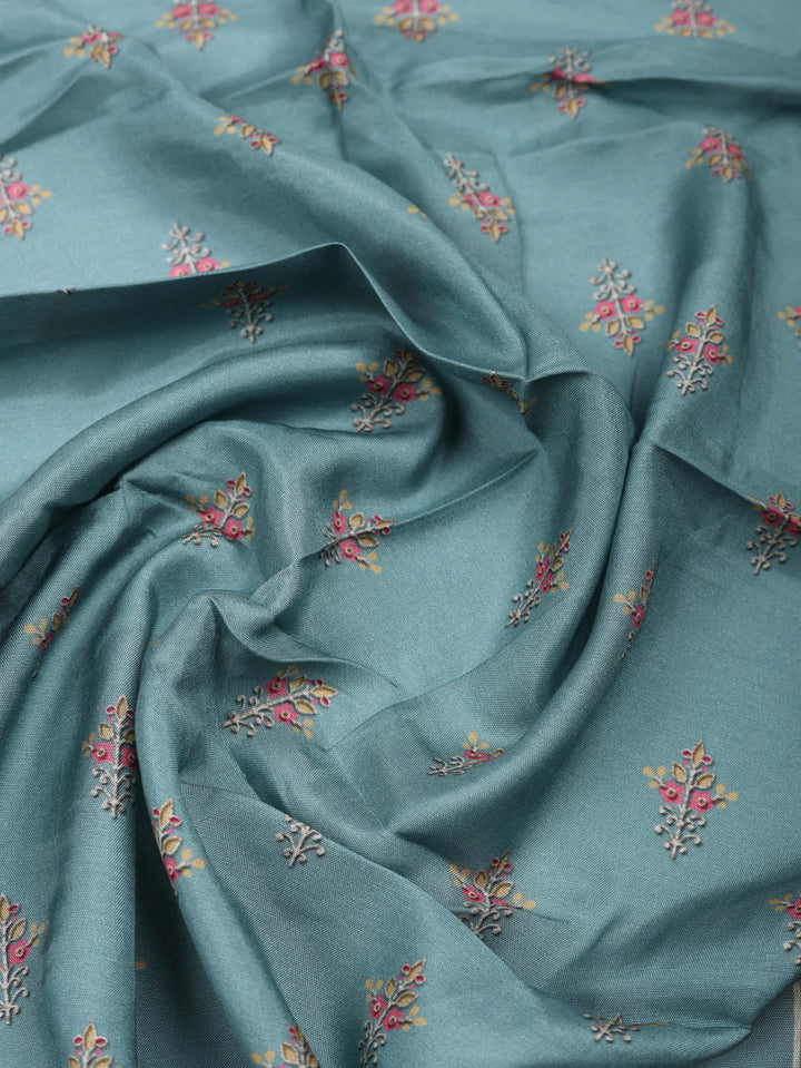 Embroidered Muslin Unstitched Suit With Pant &amp; Dupatta