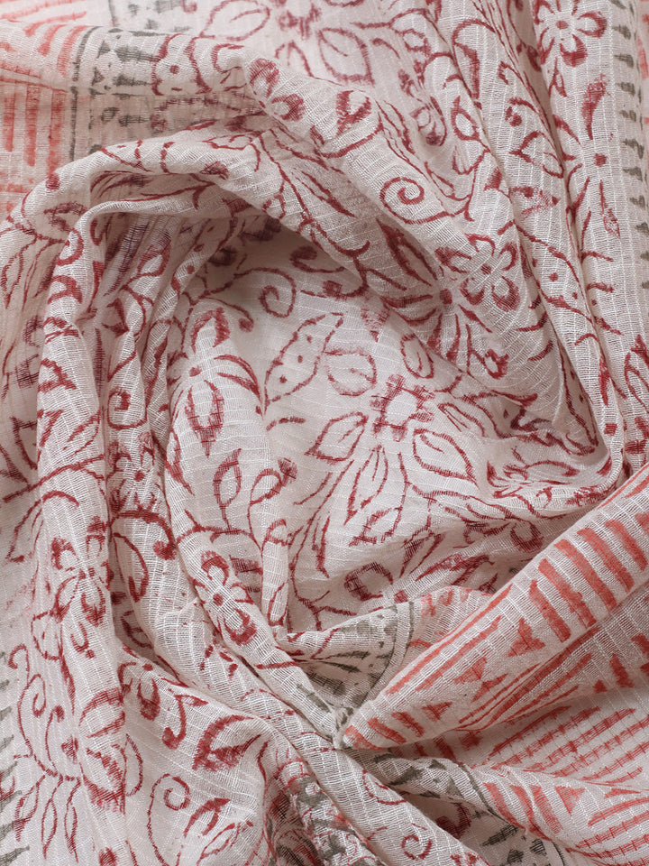Printed Cotton Blend Unstitched Suit With Pant &amp; Dupatta