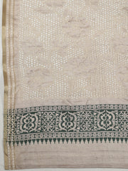 Printed Tussar Green Beige Saree