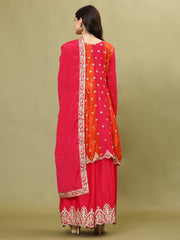 Gota Embroidered Crepe Kurta With Palazzo And Dupatta