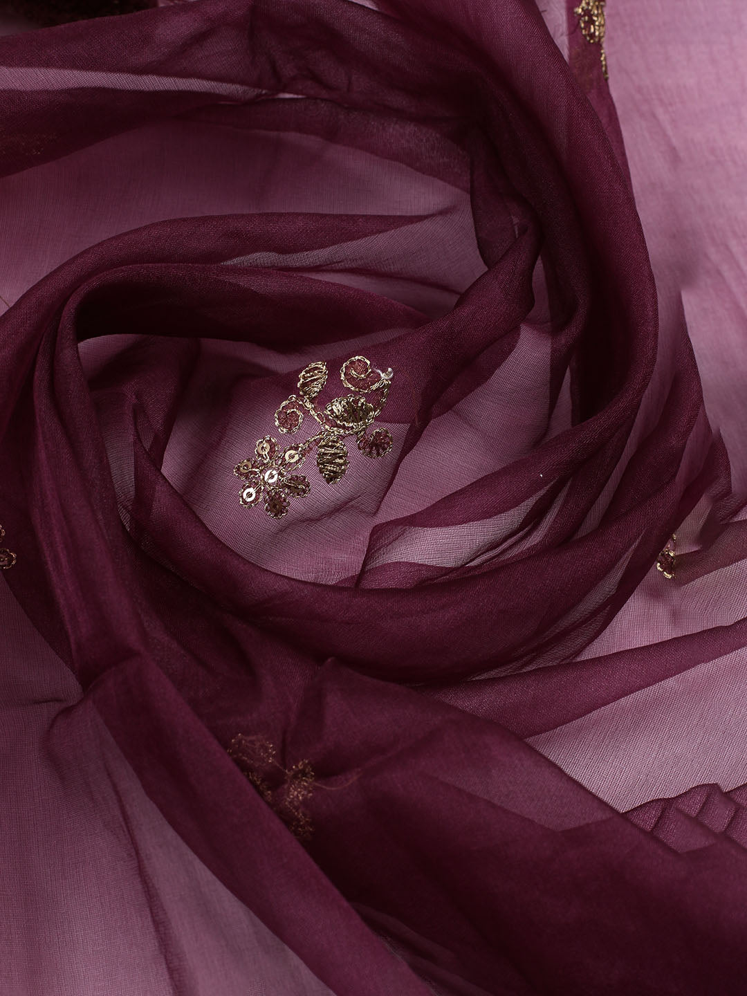 Neck Embroidered Chanderi Unstitched Suit With Dupatta