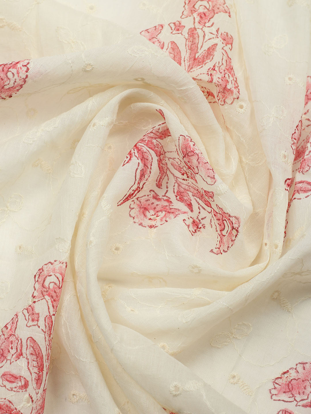 Printed Cotton Blend Unstitched Suit With Pant &amp; Dupatta