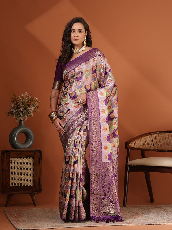 Woven Design Satin Saree