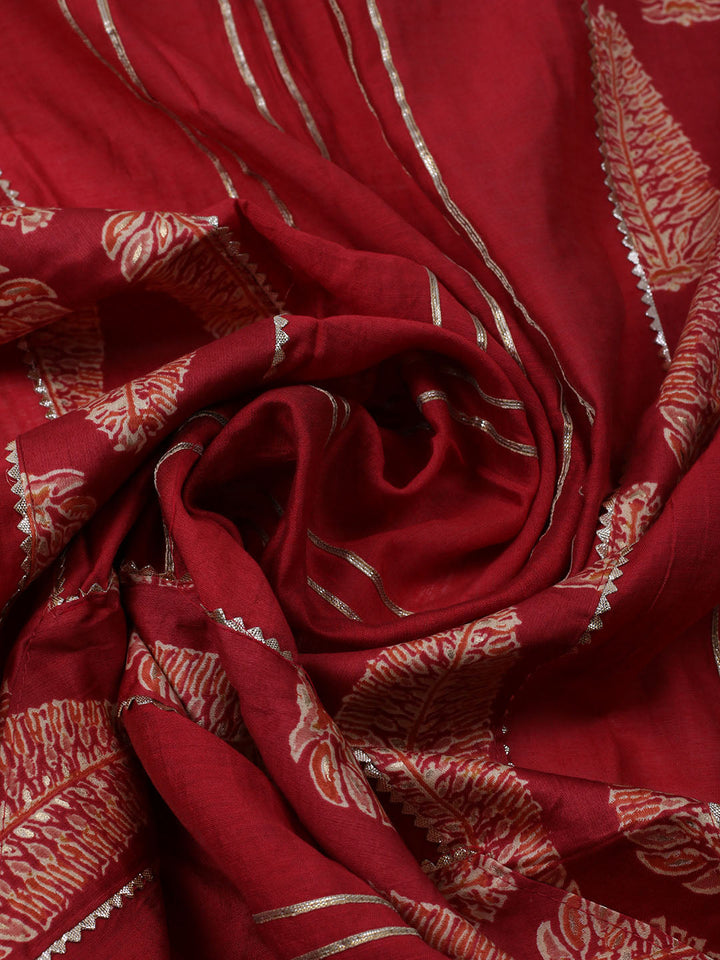 Neck Patti Cotton Blend Unstitched Suit With Dupatta