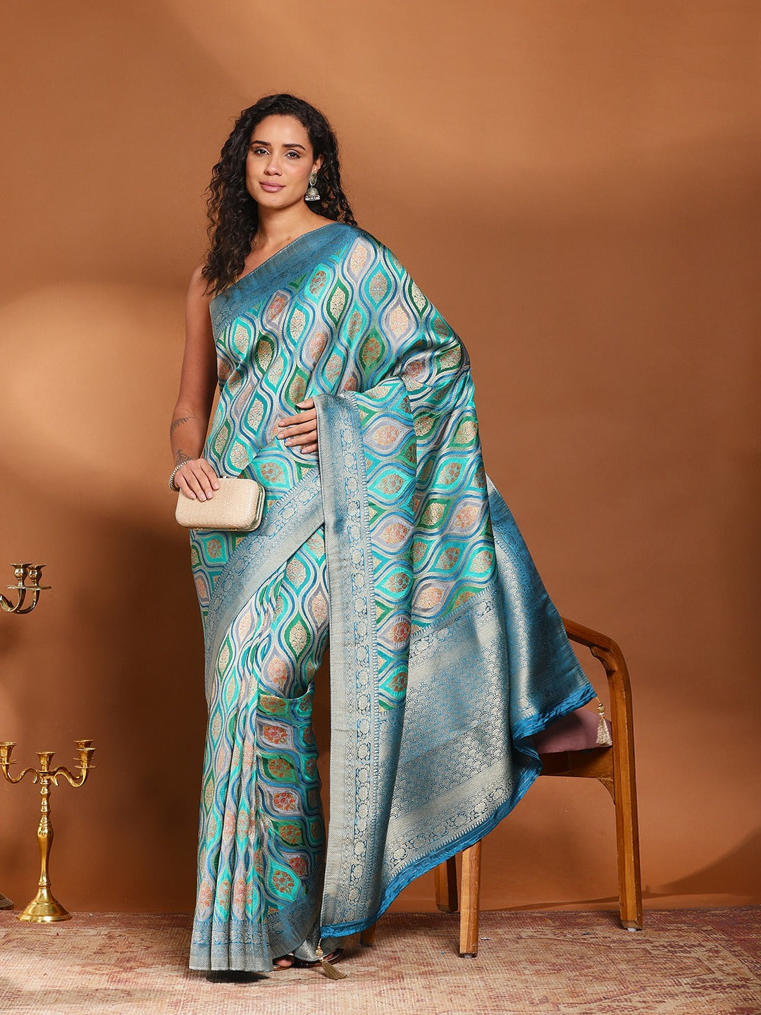 Zari Jaal Woven Satin Saree