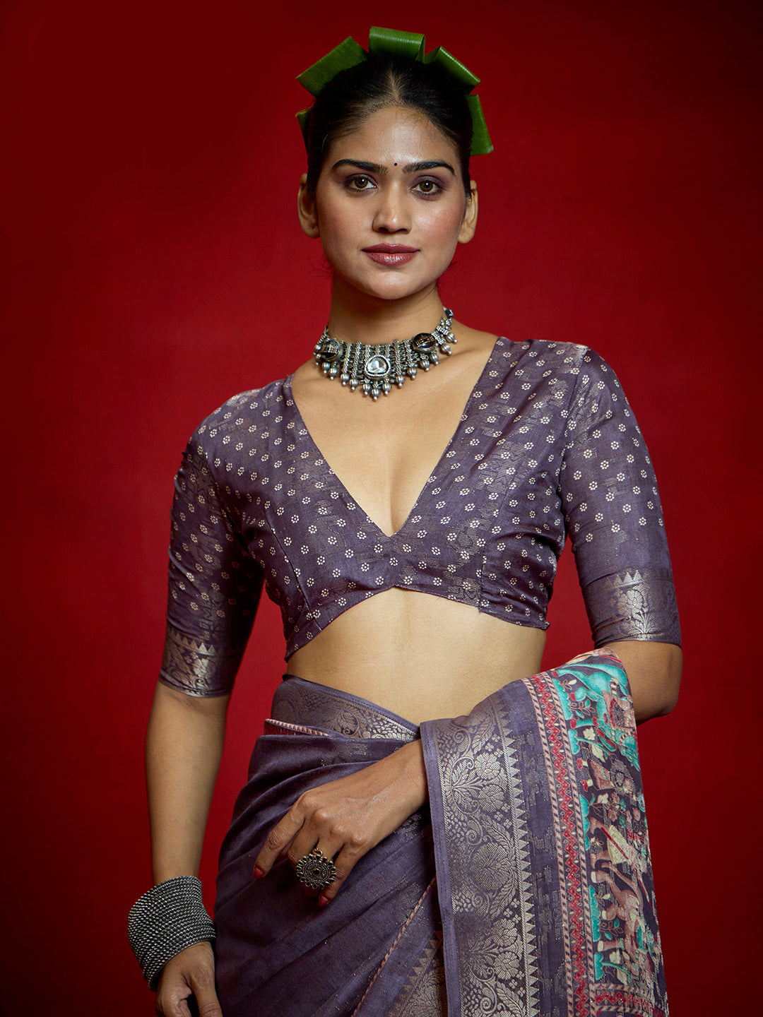 Abstract Printed Art Silk Saree