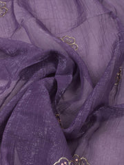 Embroidered Tissue Hyacinth Unstitched Suit With Pant & Dupatta