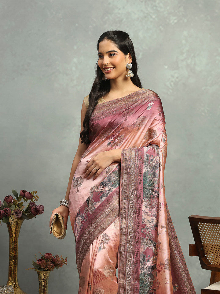 Printed &amp; Woven Design Art Silk Saree