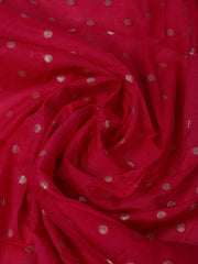 Embroidered Chanderi Cream-Rani Unstitched Suit With Pant & Dupatta