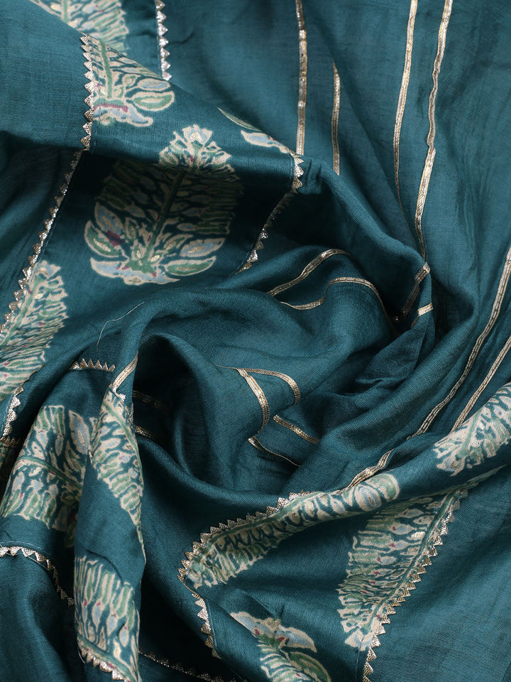 Neck Patti Cotton Blend Unstitched Suit With Dupatta