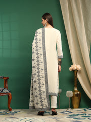 Printed Cotton Blend Kurta With Pant & Dupatta