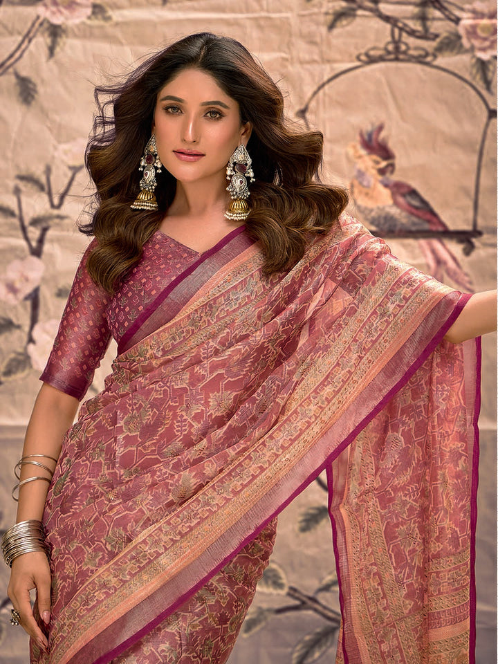 Abstract Printed Art Silk Saree