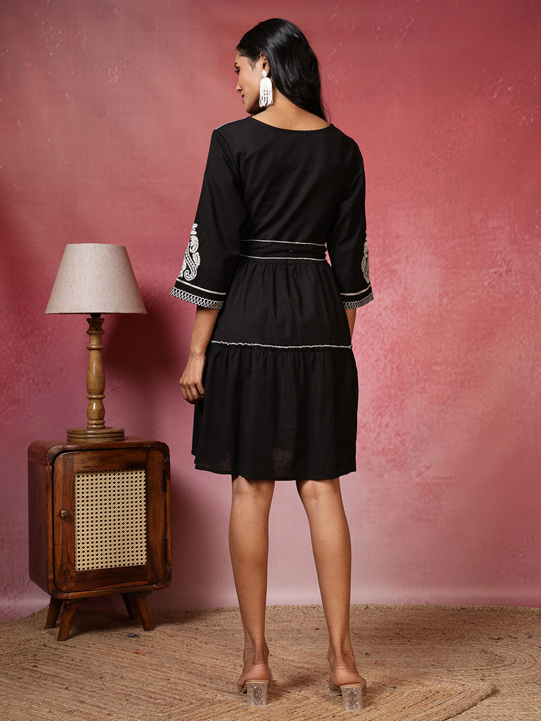 Embroidered Cotton Blend Dress