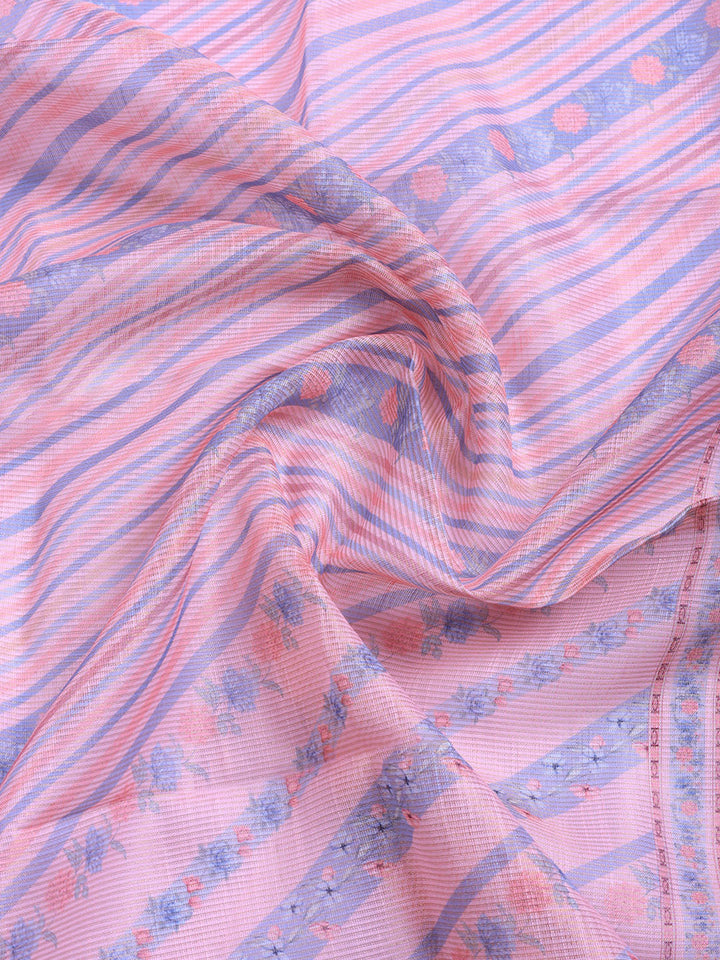 Printed Linen Blend Unstitched Suit With Pant &amp; Dupatta