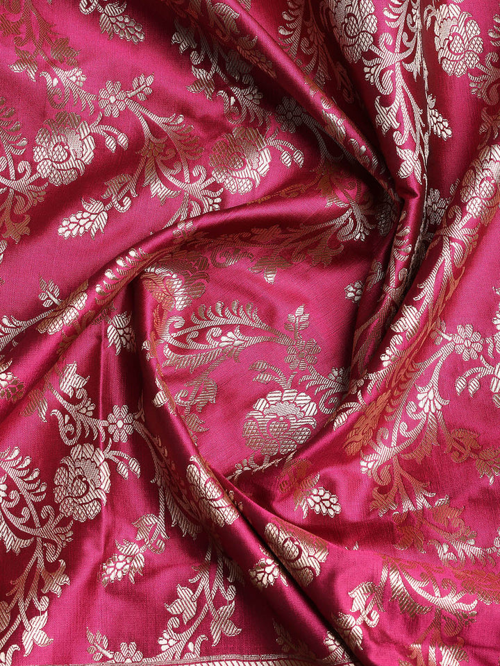 Woven Banarasi Chanderi Unstitched Suit With Dupatta