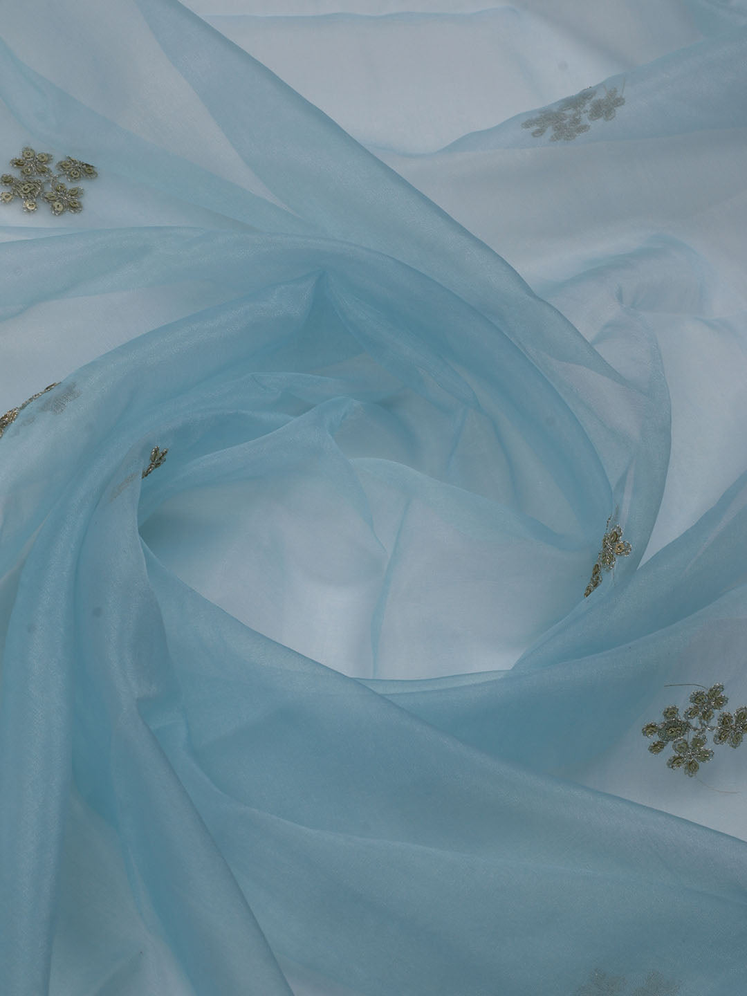 Neck Embroidered Organza Unstitched Suit With Dupatta