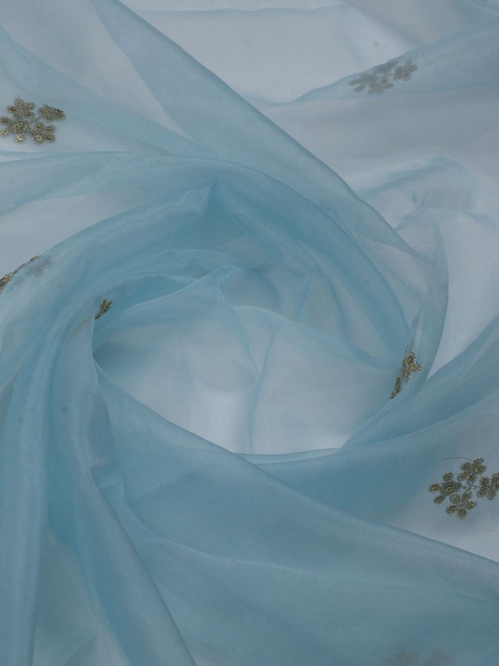 Neck Embroidered Organza Unstitched Suit With Dupatta
