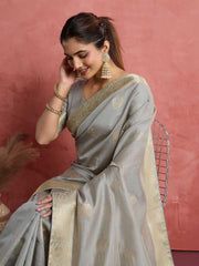 Woven Border Booti Art Silk Saree