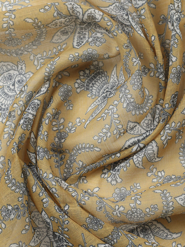 Embroidered Cotton Blend Unstitched Suit With Pant &amp; Dupatta